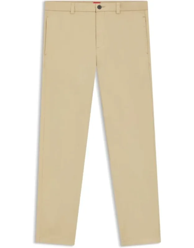 Slim-fit Trousers In Stretch-cotton Gabardine With Red Logo Label And Belt Loops