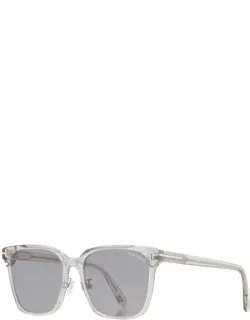 Sunglasses, Square Full Rim, Transparent Grey Frame And Smoke Polarized Lens