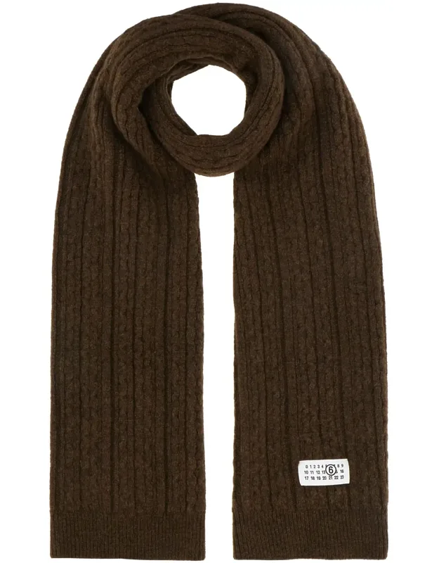 Chocolate Stretch Wool Blend Scarf