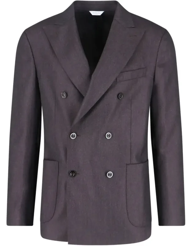 Double-breasted Blazer In Virgin Wool With Peak Lapels