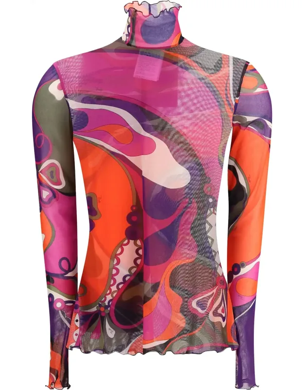 Tulle Top With Geometric Print