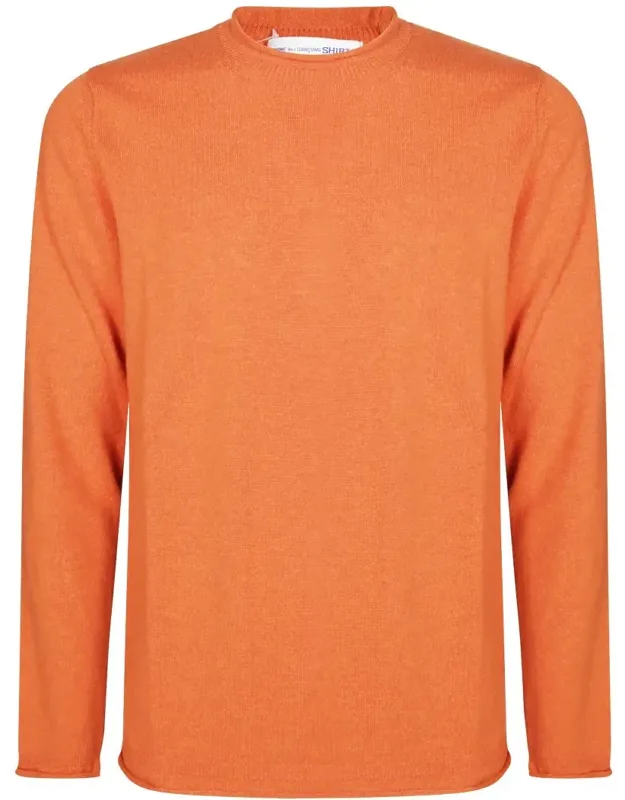 Ribbed Crew Neck Wool Sweater