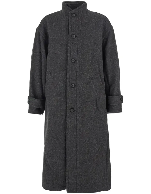 Coat With High Collar In Wool And Cashmere Blend
