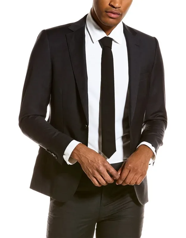 Wool-blend Slim Fit Suit With Flat Front Pants