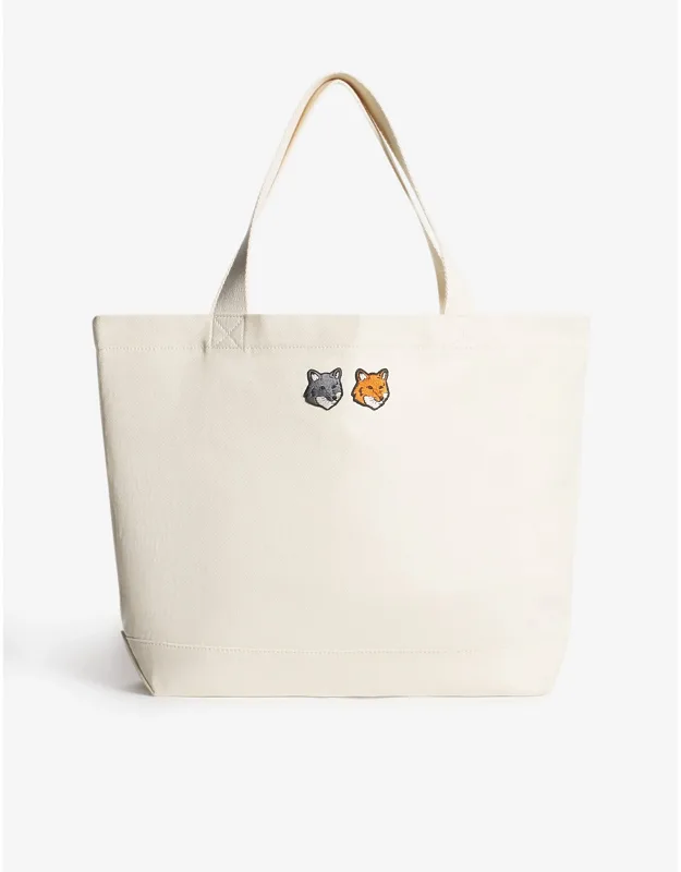 Double Bold Fox Head Patch Tote Bag