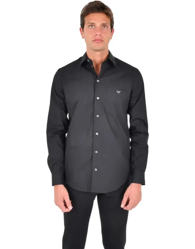 Shirt With Classic Collar And Curved Hem