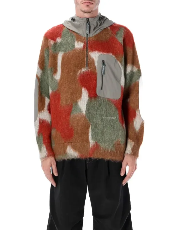 Mix Shaggy Knit Hoodie In Wool-mohair Blend