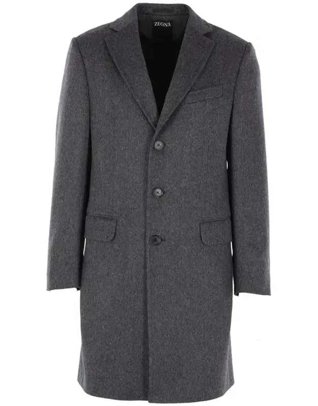 Coat With Classic Lapel And Structured Shoulders