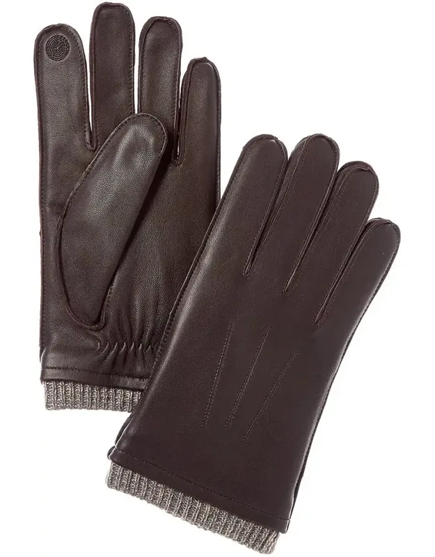 Marled Rib Cashmere & Leather Gloves