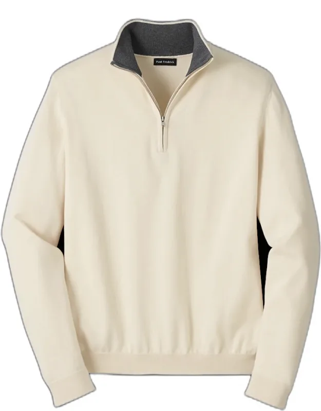 Supima Cotton Quarter Zip Mock Neck Sweater
