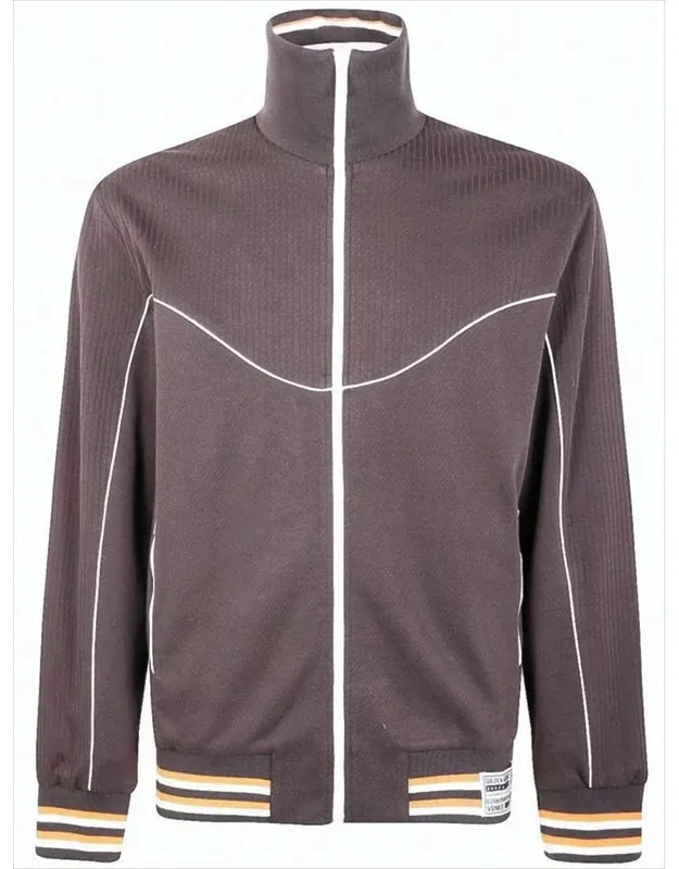 High-collar Jacket With Contrasting Piping