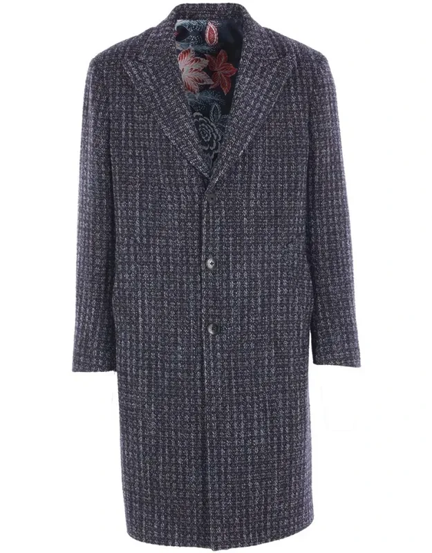 Etro Single-breasted Coat Crafted From Tweed With Peak Lapels And Front Button Closure