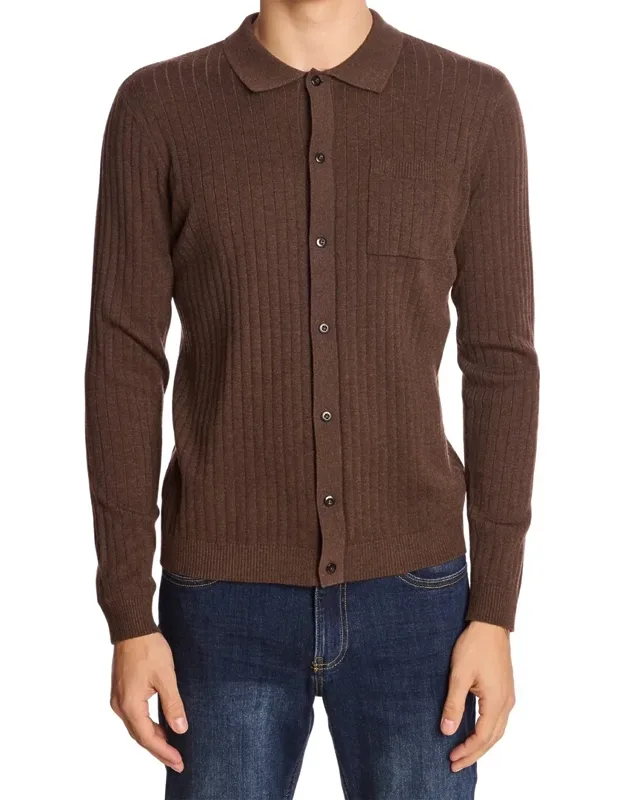 Full Placket Wool-blend Polo Shirt