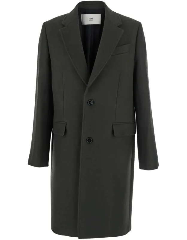 Single-breasted Coat With Peak Revers In Wool