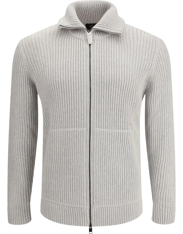 Cashmere Mouliné Sweater With Full Zip