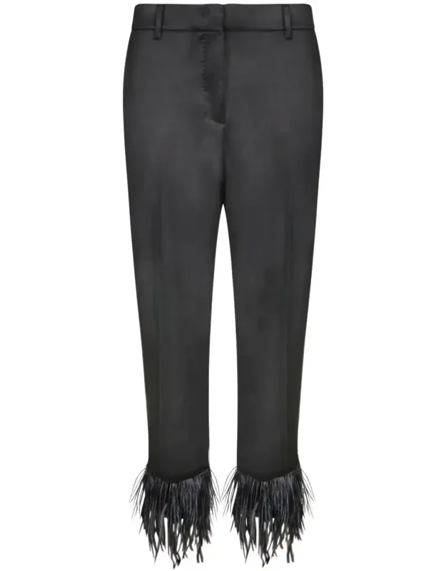 Cigarette Trousers With Feather Details