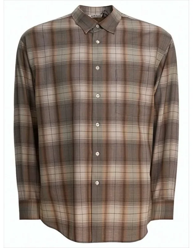 Plaid Wool Long-sleeve Shirt
