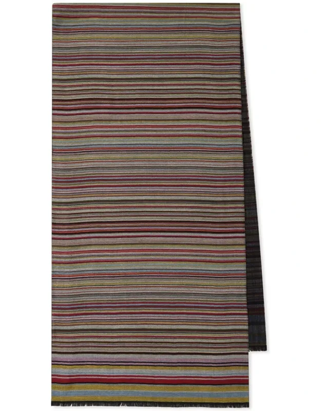 Signature Stripe Wool And Silk Scarf