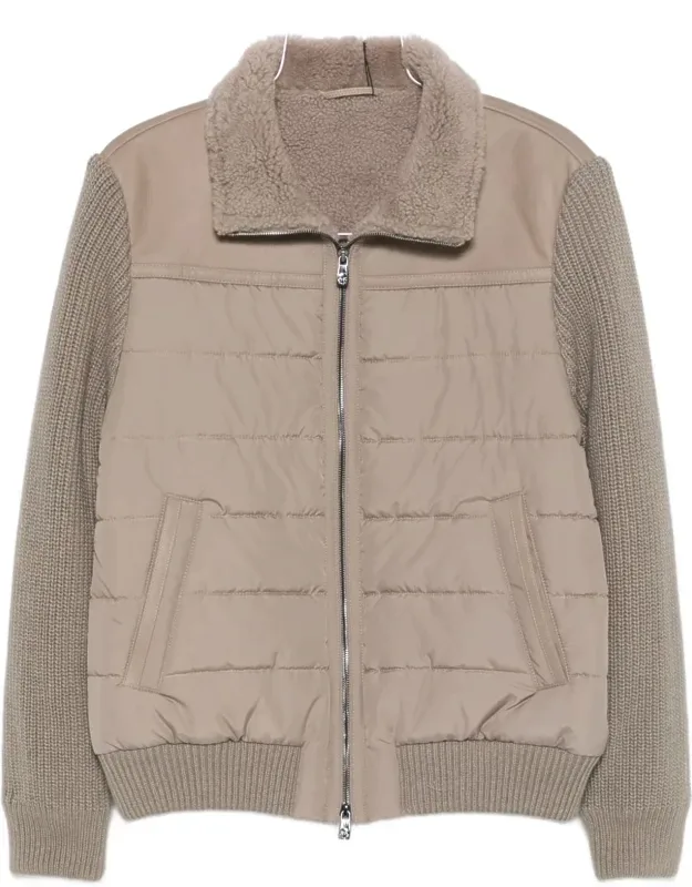 Quilted Jacket With Shearling Collar