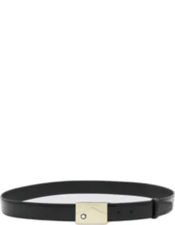 Montblanc Leather Belt With Rectangular Buckle And Logo