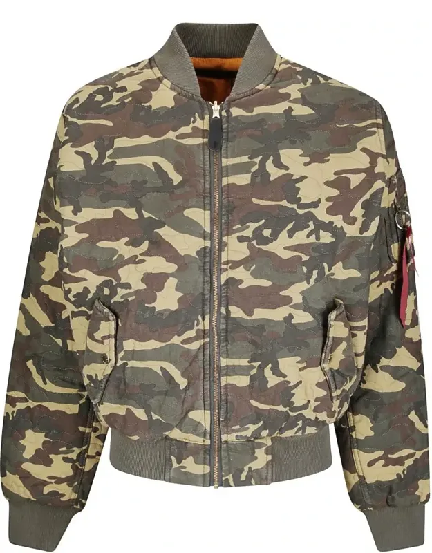 Quilted Camouflage Bomber Jacket