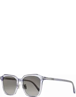 Sunglasses, Square Full Rim, Transparent Grey Frame And Smoke Gradient Lens