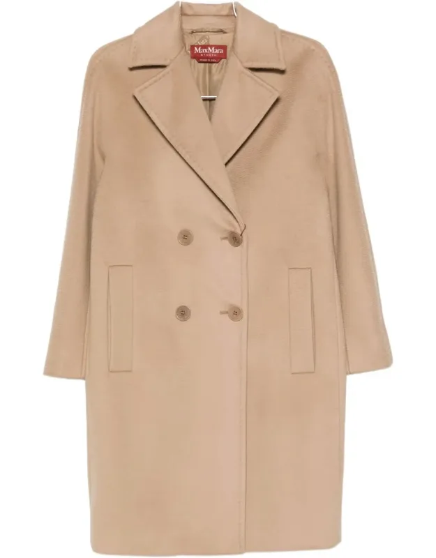 Beige Double-breasted Coat