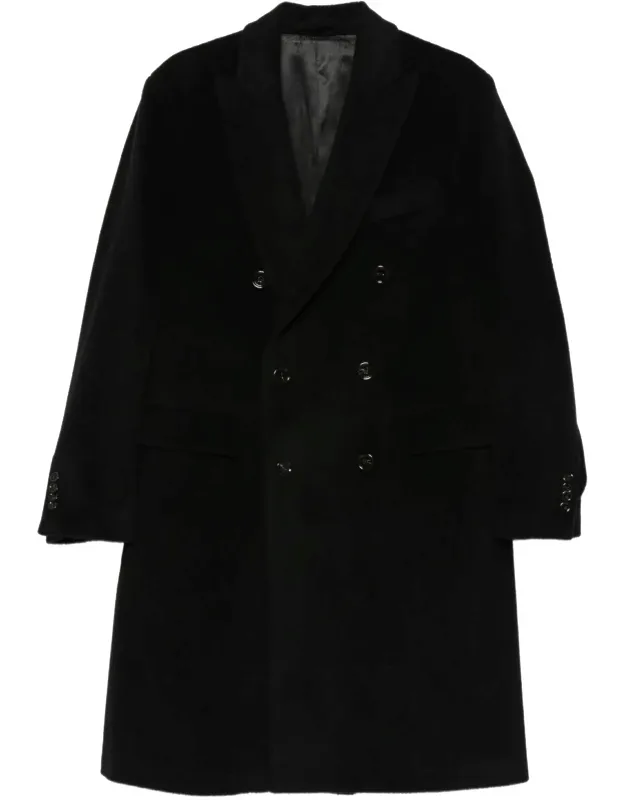 Double-breasted Coat With Peak Lapels And Flap Pockets