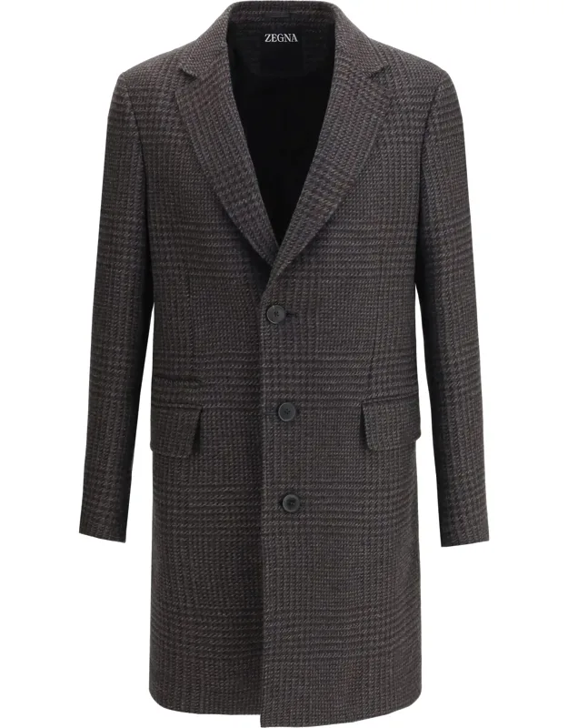 Prince Of Wales Wool Coat