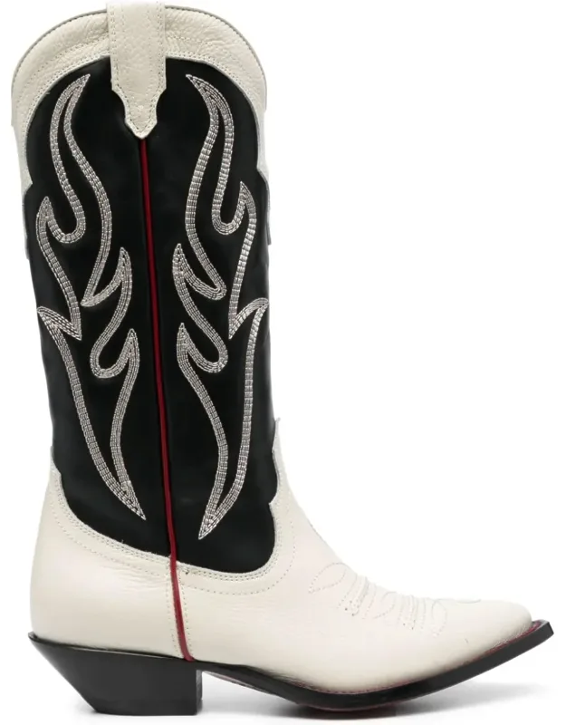 Embroidered Suede Western Boots