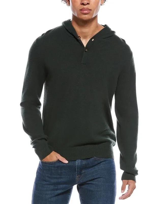 Jersey Cashmere Henley Hoodie