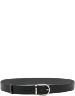 Leather Belt With Silver Tone Buckle Fastening And Adjustable Size