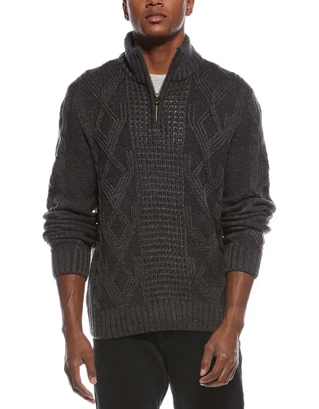 Cable 1/4-zip Mock Neck Sweater