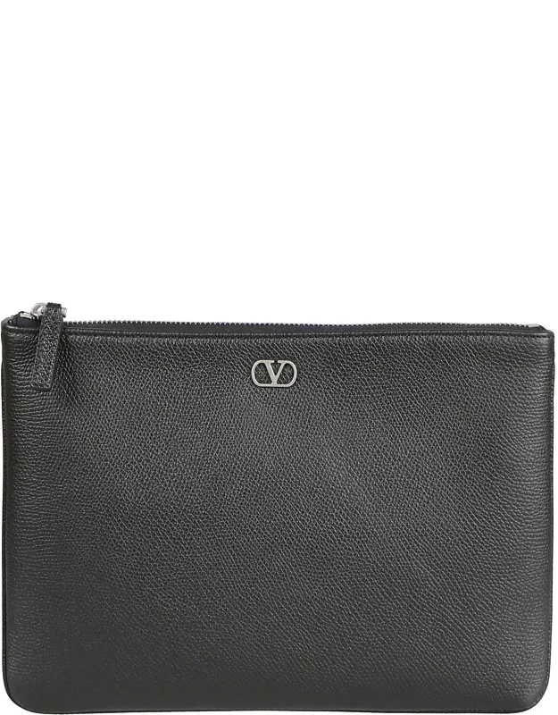 Grained Leather Clutch