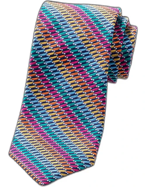 Geometric Woven Silk Tie, Approximately 3 1/8'' Width, Imported