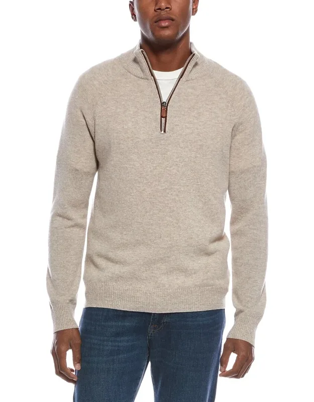 Raglan Wool & Cashmere-blend 1/4-zip Sweater