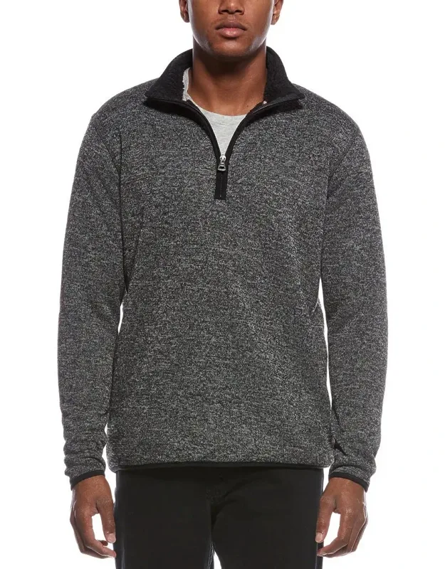 Sherpa-lined 1/4-zip Mock Neck Sweater