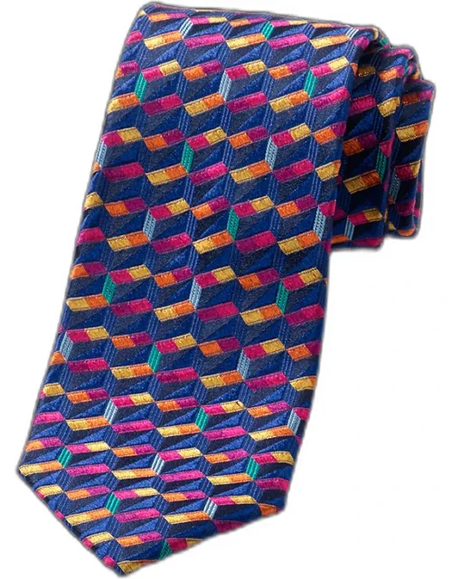 Geometirc Woven Tie - Silk, 3 1/8'' Width