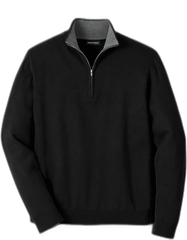 Supima Cotton Quarter Zip Mock Neck Sweater