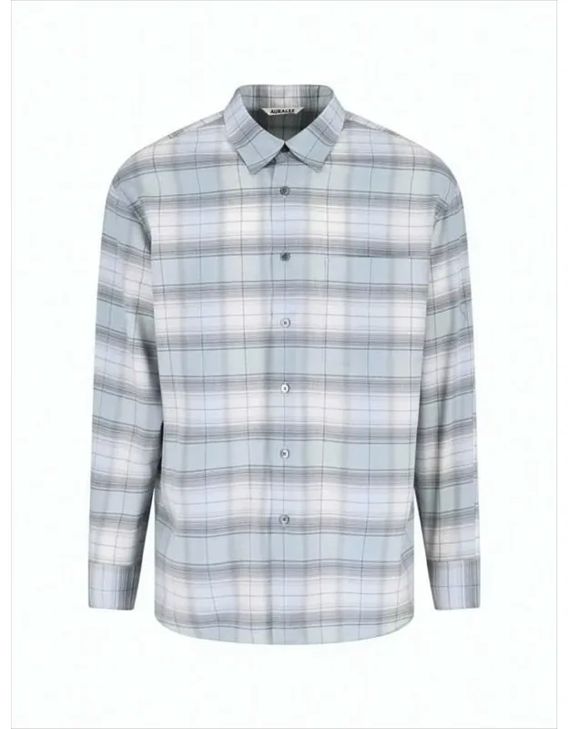 Plaid Wool Long-sleeve Shirt