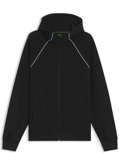 Piping-detail Zip-up Hoodie