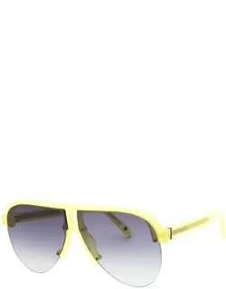 Sunglasses Aviator Semi Rim, Yellow Frame And Black Gradient Lens