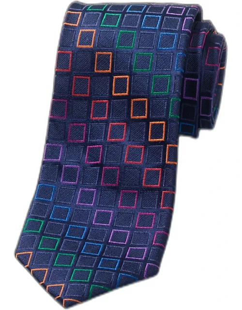 Geometric Woven Tie - Silk, Approximately 3 1/8'' Width