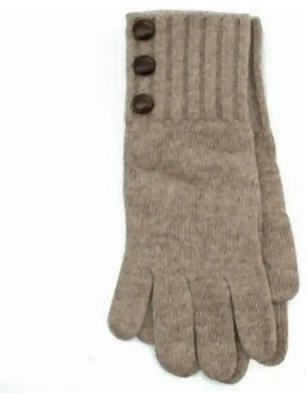 Ribbed Gloves With Leather Button Details