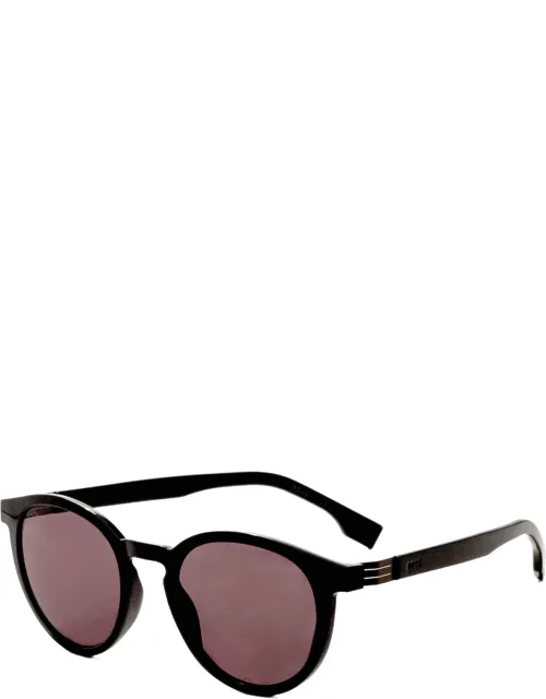 Hugo Boss Black Sunglasses - 51mm Round Frame, Smoke Lens