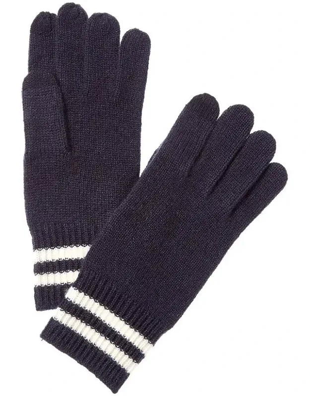 Double Stripe Cuff Touch Tech Cashmere Gloves
