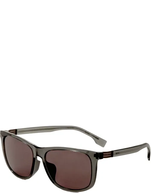 Hugo Boss Grey Sunglasses With 100% Uv Protection And Smoke Lens