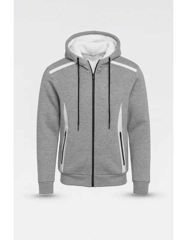 Slim Fit Sherpa Fleece-lined Reflective Tech Full Zip Hoodie