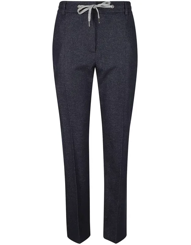 Tailored Trousers With Drawstring Waist And Textured Finish