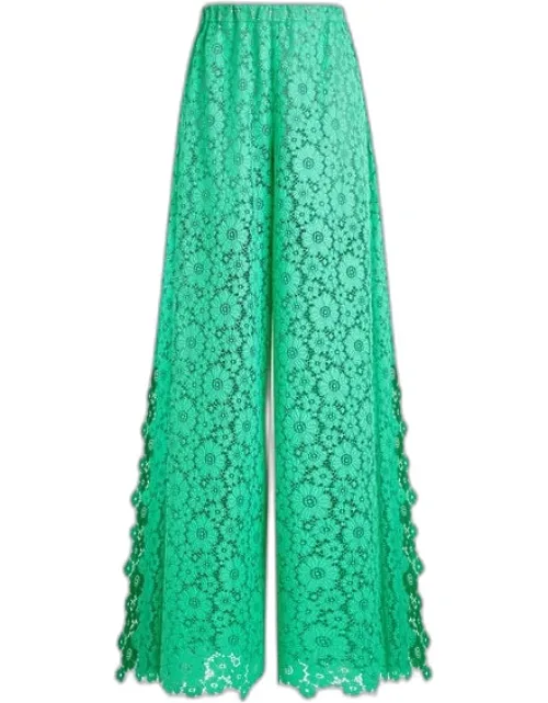 Guipure Pants With Floral Lace